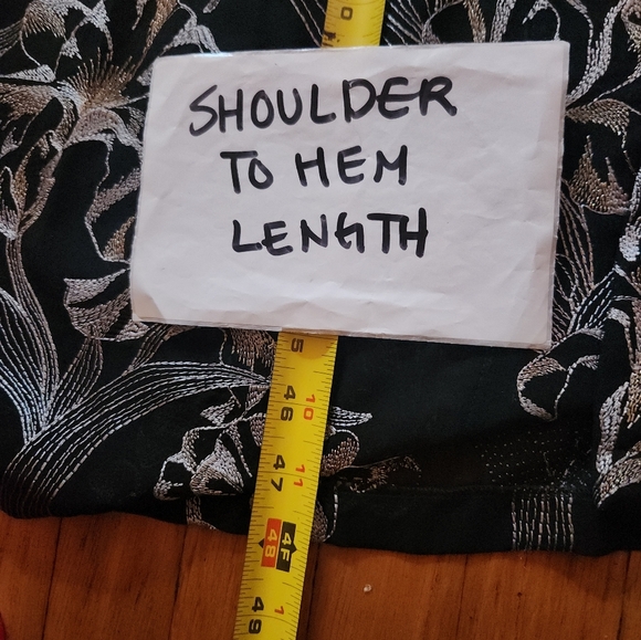 BCBGMaxAzria Sheer Embroidered Fur Trim Kimono - Picture 6 of 13